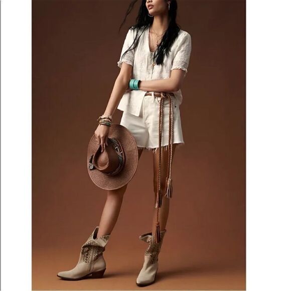 Anthropologie Cut-Out Ivory Suede Western Boots US 9 NWOB - Picture 8 of 14